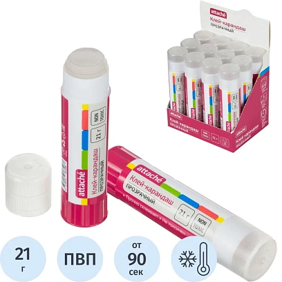 Клей-карандаш 21г Attache прозрачный