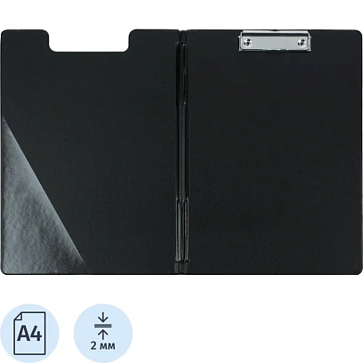 Папка-планшет  A4 черный с верх.створкой Россия