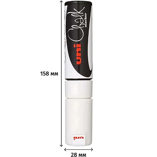 Маркер меловой UNI PWE-17K, белый, до 15 мм.
