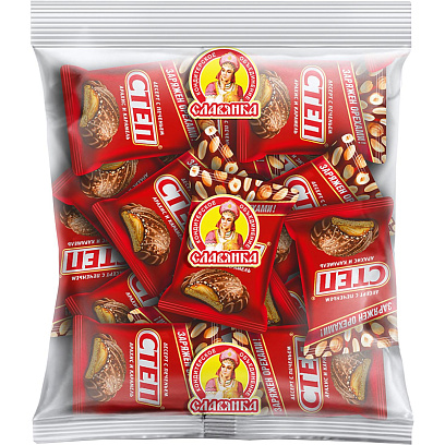 Конфеты шоколадные Степ шоколадные, десерт с печеньем Славянка, 1кг