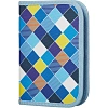 Пенал  Клеткая синяя 1 отд., ткань, 190х130 мм, ПКТ 04-20