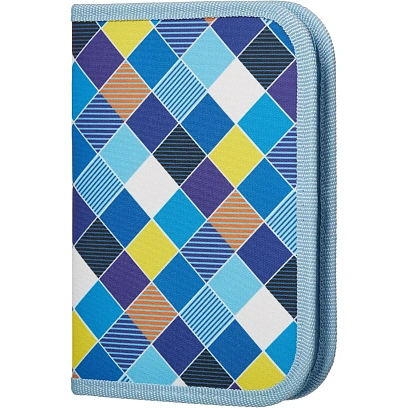 Пенал  Клеткая синяя 1 отд., ткань, 190х130 мм, ПКТ 04-20