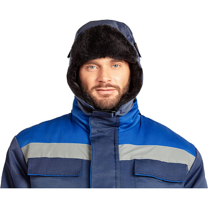 Шапка-ушанка зимняя с креплением для каски (Шап 572) т.син (р.60)