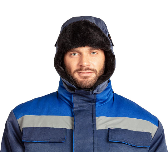 Шапка-ушанка зимняя с креплением для каски (Шап 572) т.син (р.59)