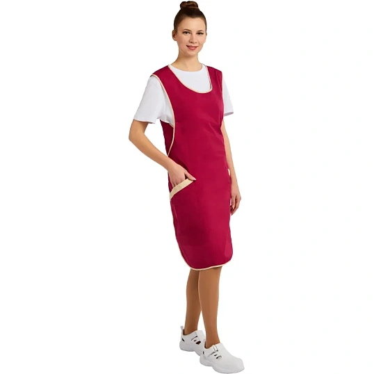 Фартук сарафан Маркет Мастер цвет малиновый/бежевый