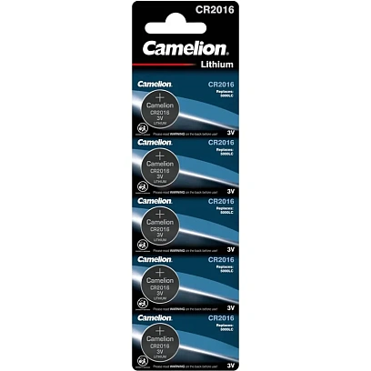 Батарейка Camelion CR2016 BL-5 (CR2016-BP5, литиевая,3V), 5шт/уп
