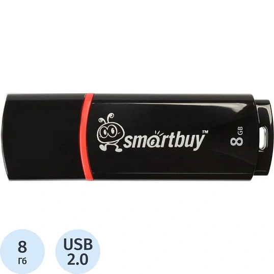 Флеш-память Smartbuy Crown, 8Gb, USB 2.0, чер, SB8GBCRW-K