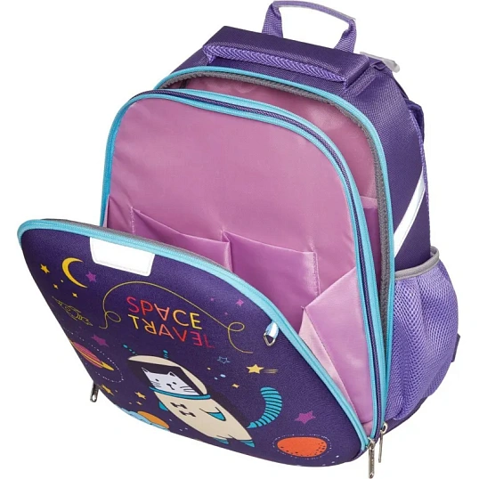 Ранец Комус Класс Кот-космонавт, меняет цвет, 2 отд., эргоном. спинка