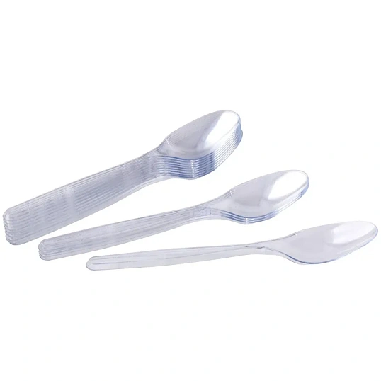 Ложка одноразовая столовая  180мм прозрачная, Комус, ПС, 50шт/уп