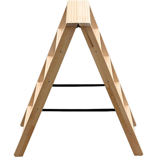 Стремянка деревянная двусторонняя с широкими ступенями 2х5 ступеней