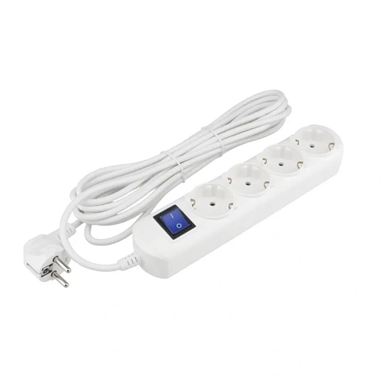 Удлинитель Power Cube 3 м, 4р с/з, с выкл.16А бел. (PC-5B-3M)