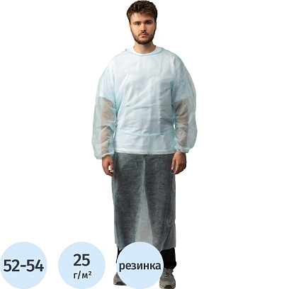 Халат ЕВРО н/с, рукав рез, дл.140 см, р.52-54 пл.25, 5шт/уп Инмедиз