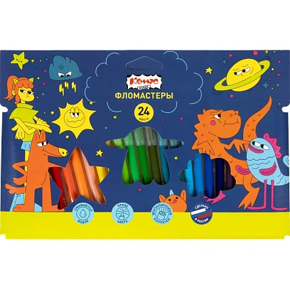 Фломастеры Комус Класс Максики 24 цв. наб.,вентилир.,смыв., карт. упак