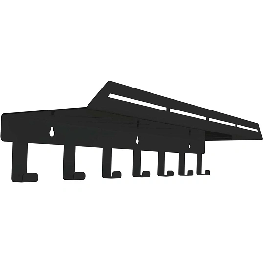 Полка РЭ_ д/ванны с крючками  LIRIA RU2053B, черная (701325)