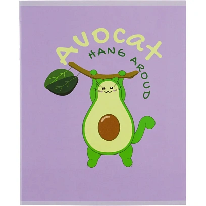 Тетрадь общая А5 48л Avocat фиол.,клет,скреп, ВД-лак