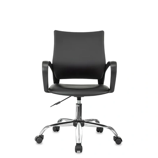 Кресло БР Комус Мебель Echair 396 LT, экокожа, черный, хром