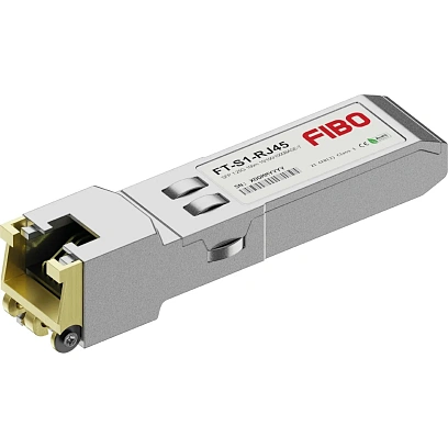 Трансивер SFP FIBO FT-S1-RJ45 FIBO FT-S1-RJ45 RJ-45,1.25G,100м,c.5E 10шт/уп