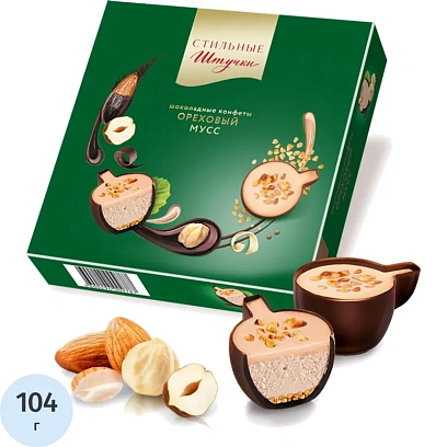 Конфеты Стильные штучки шоколадные в коробке Ореховый мусс, 104г