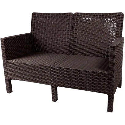 Диван TDT_двухместный садовый коричневый под ротанг