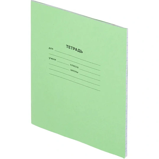Тетрадь в зеленом офсете  12л., косая линия, штука, внутр.блок 100