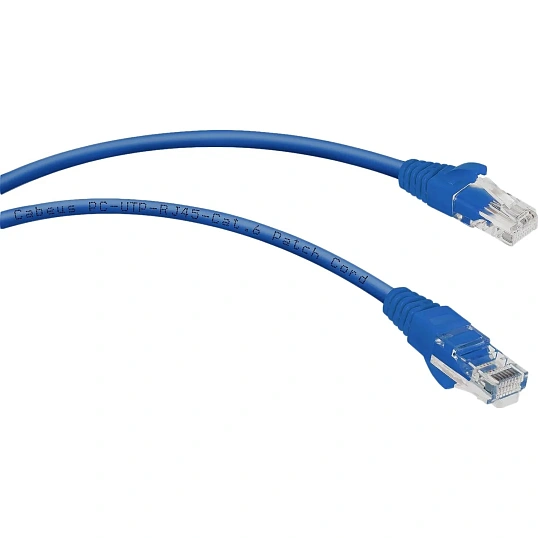 Патч-корд Cabeus PC-UTP-RJ45-Cat.6-1m-BL-LSZH U/UTP, кат6,2xRJ45/8p8c,синий