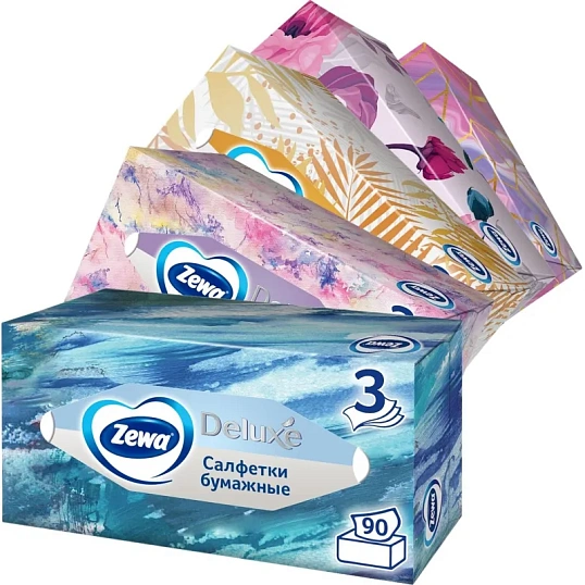 Салфетки косметические ZEWA-Deluxe 28420/3849 3-сл.90шт./уп.