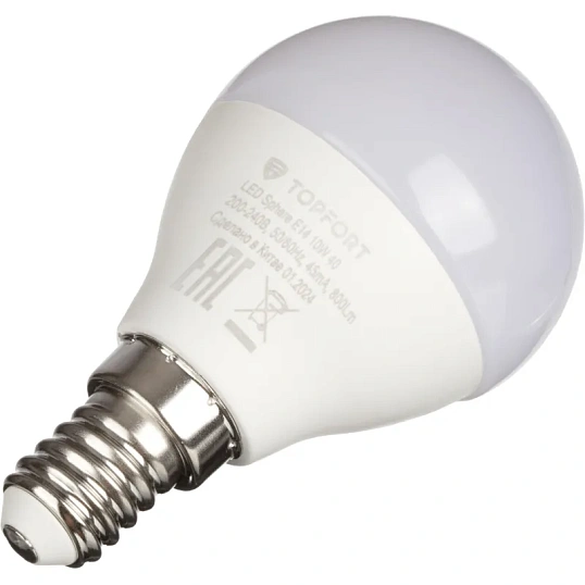 Лампа светодиодная Topfort E14 10W 4000K шар