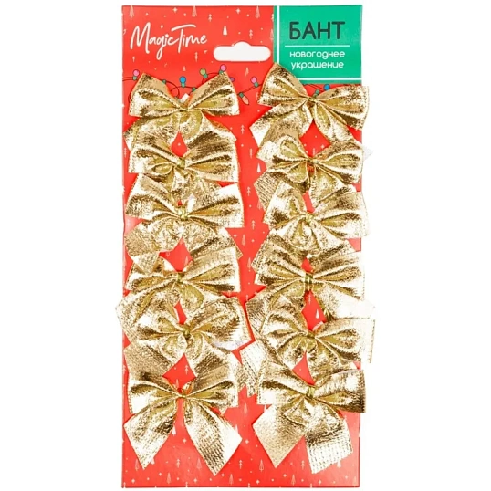 Бант новогодний из полиэстера, наб.12 шт / 5х5x0,01см арт.93278