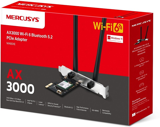 Сетевой адаптер WiFi + Bluetooth Mercusys MA80XE PCI Express