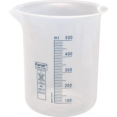 Мерный стакан  500 мл ПП 12 шт/уп, автоклав. +121С, Kartell 11000816