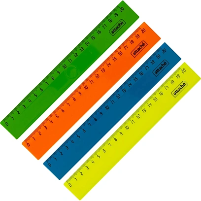 Линейка 20см Attache 4 шт/уп цвет в ассортименте