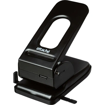 Дырокол Attache до 60листов, с линейкой, цвет черный