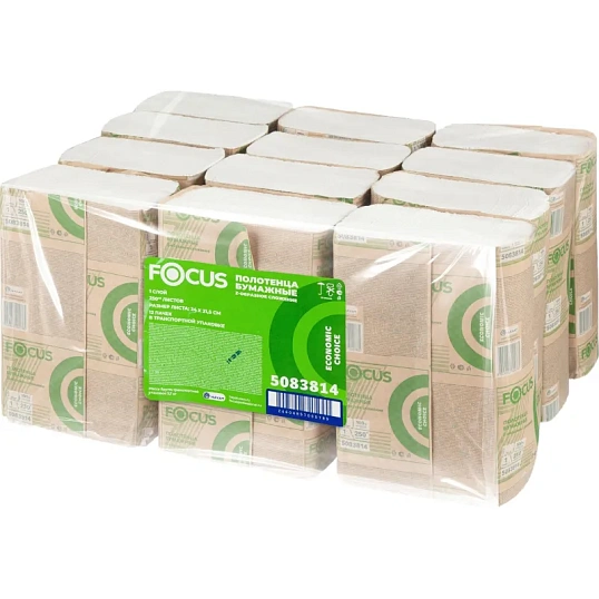 Полотенца бумажные д/дисп. FOCUS Eco Z-сл 1сл 24х21,5см 250л/12пач/уп