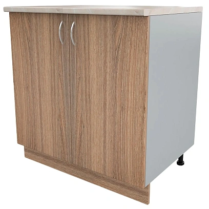 Шкаф КМ_Ринг напольный 80см с 2 дв. Темн. дуб шамони/серый