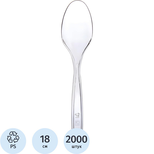Ложка одноразовая столовая  180мм прозрачная, ПС, 2000шт/кор