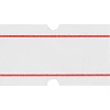 Этикет-лента 21,5х12 прямая белая с красной полосой, 1000шт/рул,10рул/уп