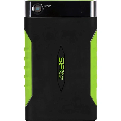 Портативный HDD Silicon Power Armor A15 2Tb/2.5/Черн/Зел(SP020TbPHDA15S3K)