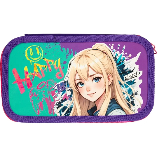 Пенал двухсекционный большой тканевый торец ПО-090, МИЛАЯ БЛОНДИНКА 2025