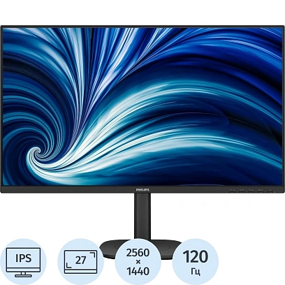 Монитор Philips 27B2N3500J 27 QHD/IPS/120Гц/350cd/2xHDMI/DP/USB/HAS/черн