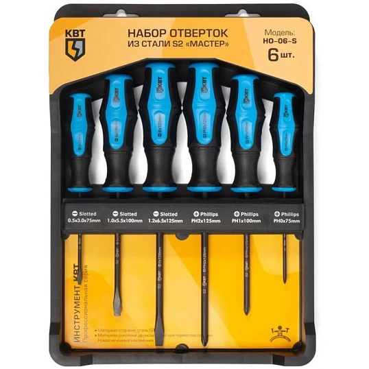 Набор отверток КВТ из легированной стали S2 для монтажных работ 78622