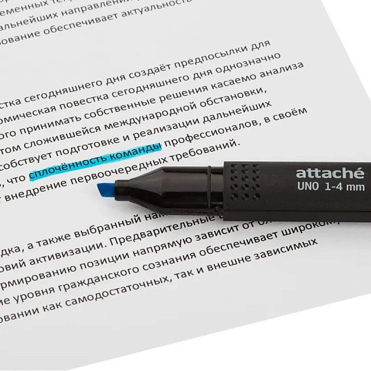 Маркер текстовыделитель Attache Economy Uno 1-4мм синий