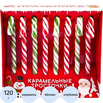 Карамель Карамельные Тросточки новогодние Сладкая сказка 8штx15г