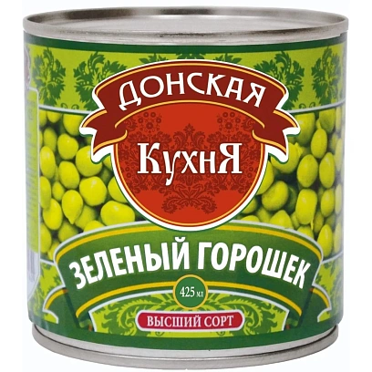Горошек зеленый Донская Кухня, 425мл/400гx12шт/уп