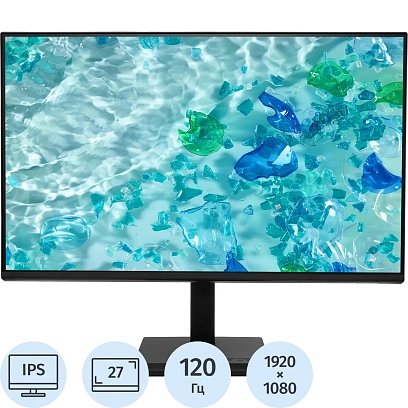 Монитор Acer 27 Vero V277Gbmix FHD/IPS/250cd/120Гц/VGA/HDMI/черный