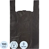 Пакет-майка УСИЛЕННЫЙ,ПНД, 40+18x70см,черный,30мкм, 100 шт/уп 