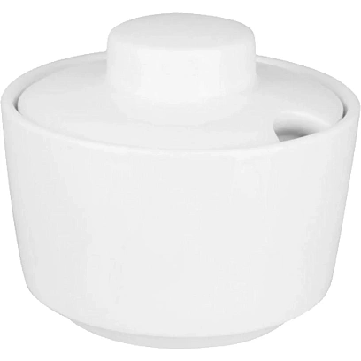 Сахарница 'Кунстверк' с крышкой;фарфор;250мл;D=96,H=80мм;белый,8шт/уп