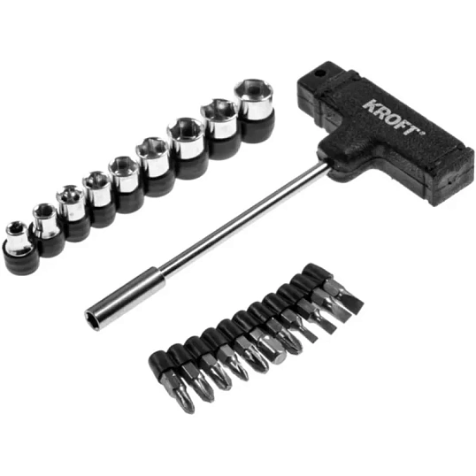 Отвертка Т-образная со сменными битами и головками (21 в 1) KROFT 203022