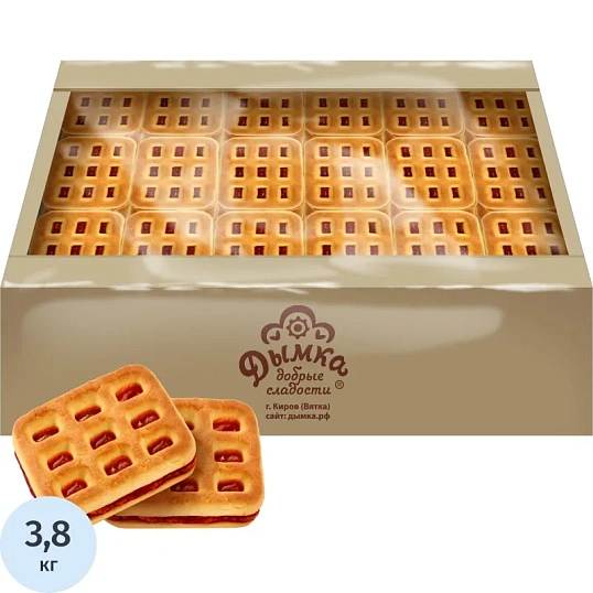 Печенье Дымка Вафелька с клубничной начинкой, 3,8кг