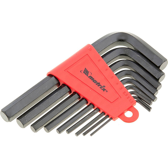 Набор ключей имбусовых HEX 9 шт (1,5-10 мм) CrV короткие Matrix 11226