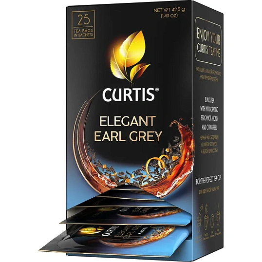 Чай Curtis Elegant Earl Grey черный, аромат, мелкий лист, 25 сашет